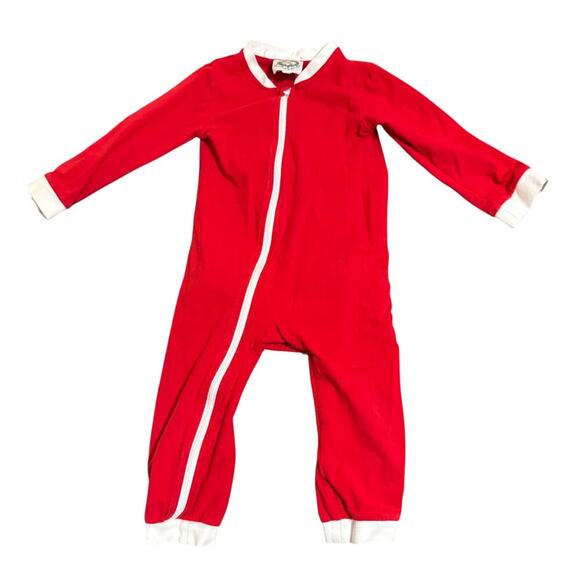 C&L Boutique Buttflap Red Zip Sleeper Long Size 3T Toddler Red White Christmas - Picture 3 of 5